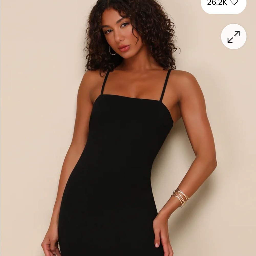 NWT Lulu's Paulina Black Bodycon Midi Dress